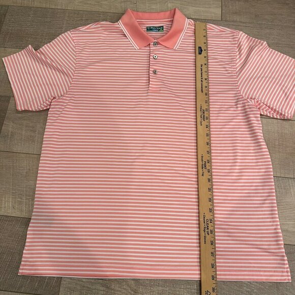 PRO TOUR MENS PINK AND WHITE STRIPE DRY FIT GOLF SHIRT SIZE XL - Picture 6 of 8